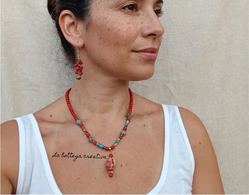 Collana orecchini con pietre - orecchini,